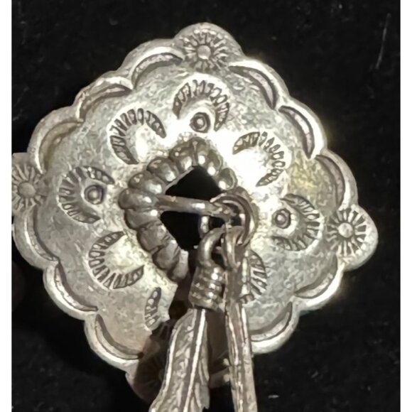 JJ Jonette Southwestern Silver Feather Earrings, Native American Style Jewelry - Picture 3 of 7